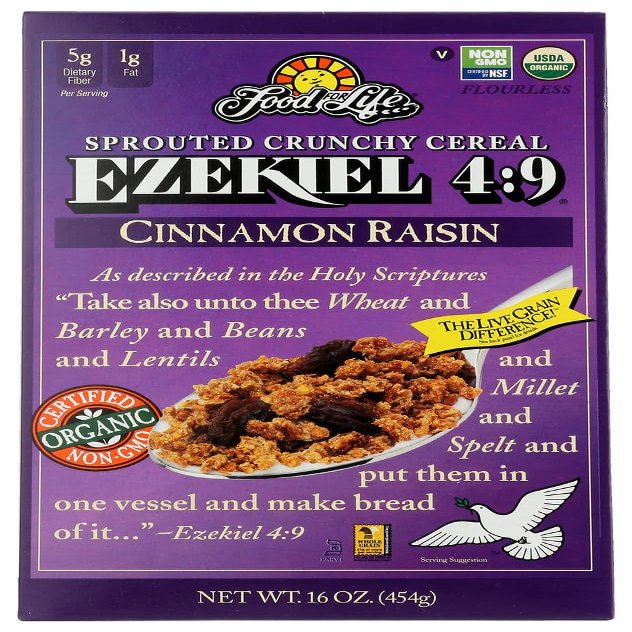 Food For Life Ezekiel 4:9 - OrganicCinnamon Raisin Granola Cereal, Vegan, 16 oz (Pack of 4) by Ezekiel