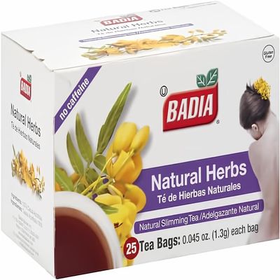 Badia Natural Herbs Tea, 25 Teabags  Natural Slimming Tea, Herbal Blend with Refreshing Flavor