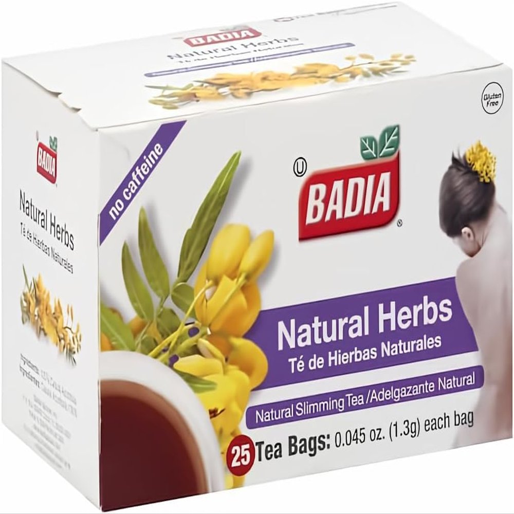 Badia Natural Herbs Tea, 25 Teabags Natural Slimming Tea, Herbal Blend with Refreshing Flavor
