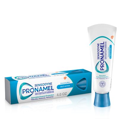 Sensodyne Pronamel Multi-Action Enamel Toothpaste for Sensitive Teeth, to Reharden and Strengthen Enamel, Cleansing Mint - 4 Ounces