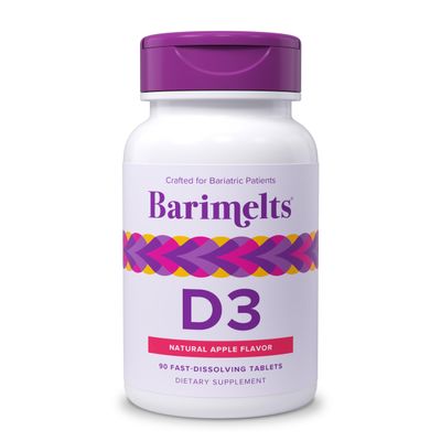 BariMelts Vitamin D3 5000 IU, 90 Fast-Dissolving Tablets (3-Month Supply), Bariatric Vitamins for Women, Natural Apple Flavor