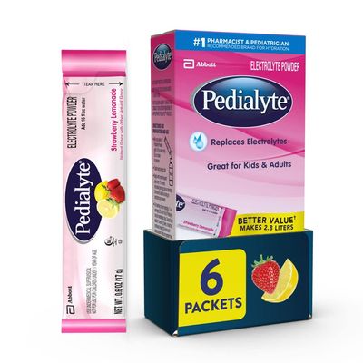 Pedialyte Electrolyte Powder Strawberry Lemonade, 6 Count (Pack of 1)