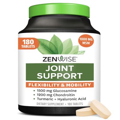 Zenwise Health Joint Support Supplement with Glucosamine Chondroitin MSM, Curcumin & Sulfate - Joint Health for Women & Men - Mobility & Flexibility Support for Knee, Cartilage & Bone - 180 Count