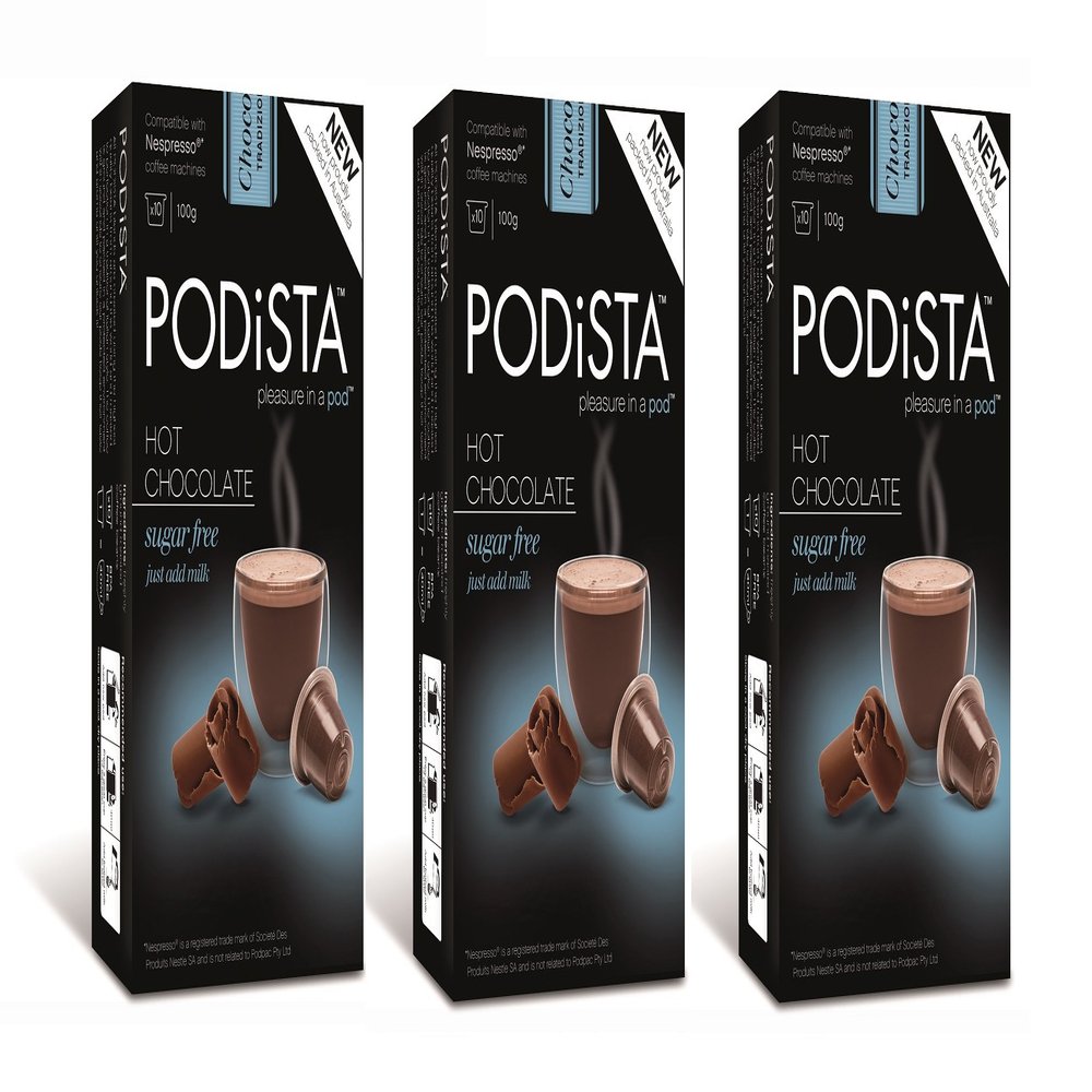 Hot Chocolate Nespresso Compatible Capsules Hot Cocoa Pods - Sugar Free - 3 Boxes - 30 Pods