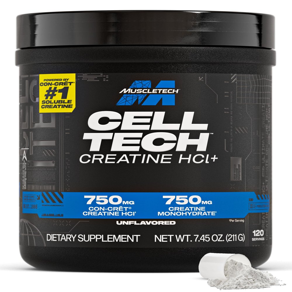 MuscleTech Cell-Tech Creactor Creatine HCl Powder, Post Workout Muscle Builder for Men & Women, Creatine Hydrochloride + Free-Acid, Unflavored (120 Servings), 8.47 oz