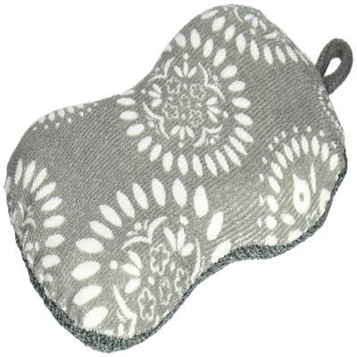 Mkitchen Premuim Sponge for Dishes and Household Cleaning | Microfiber Print and Non-Scratch Scrub Pad (Medallion Gray)