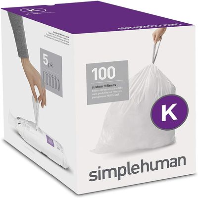 simplehuman Bulk Value Pack Code K Custom Fit Trash Can Liner 35-45 L / 9-12 Gallon, 200 Pack