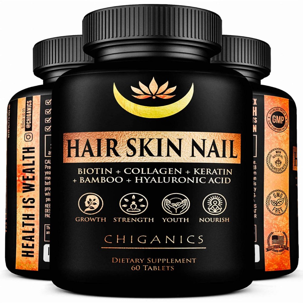 10X Potent Hair Skin and Nail Growth Vitamins Infused with Keratin + Collagen + Silica for Vibrant Hair- Extra Strength Biotin 5000mcg