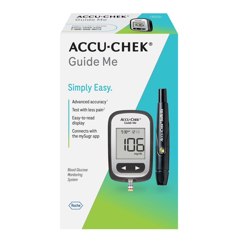 Accu-Chek Guide Me Glucose Monitor Kit for Diabetic Blood Sugar Testing: Guide Me Meter, Softclix Lancing Device, and 10 Softclix Lancets