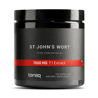 Toniiq 1,000mg Ultra High Strength St. John's Wort Capsules (Non-GMO) - 7X Concentrated Extract - 0.3% Hypericin - Highly Purified and Bioavailable - 120 Capsules