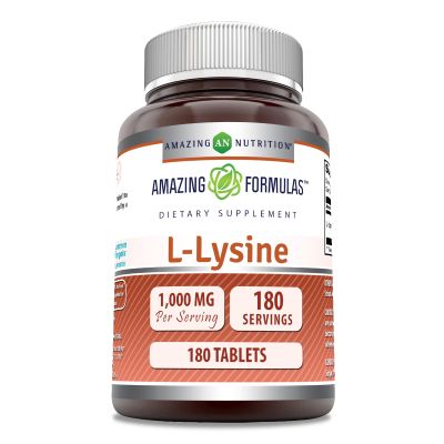 Amazing Formulas L-Lysine 1000 Mg Amino Acid Supplement | Tablets | Non-GM0 | Gluten-Free | Made in USA (1 Pack | 180 Count)