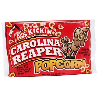 ASS KICKIN Carolina Reaper Pepper Microwave Popcorn  6 Pack - Ultimate Spicy Gourmet Gift Popcorn - Makes a Great Movie Theater Popcorn or Snack Food - Try if you dare!