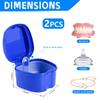KISEER 2 Pack Colors Denture Bath Case Cup Box Holder Storage Soak Container with Strainer Basket for Travel Cleaning (Light Blue and Blue) view 2