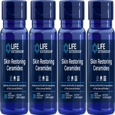 Life Extension Skin Restoring Ceramides, 30 Liquid Vegetarian Capsules (Pack of 4)
