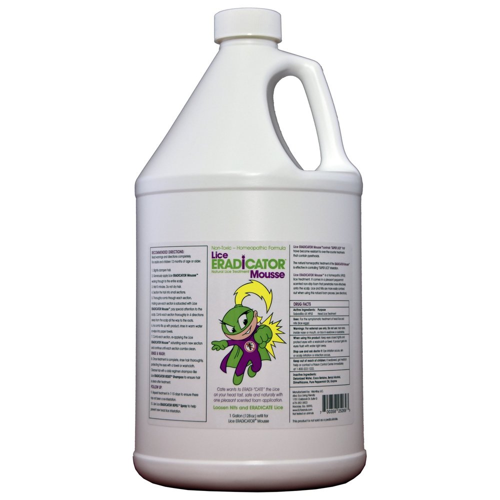 Lice Eradicator Foam Mousse 1 Gallon Refill Bottle / Non-Toxic, Natural Lice Treatment, Soothing Peppermint Formula / 128 Ounce Bottle