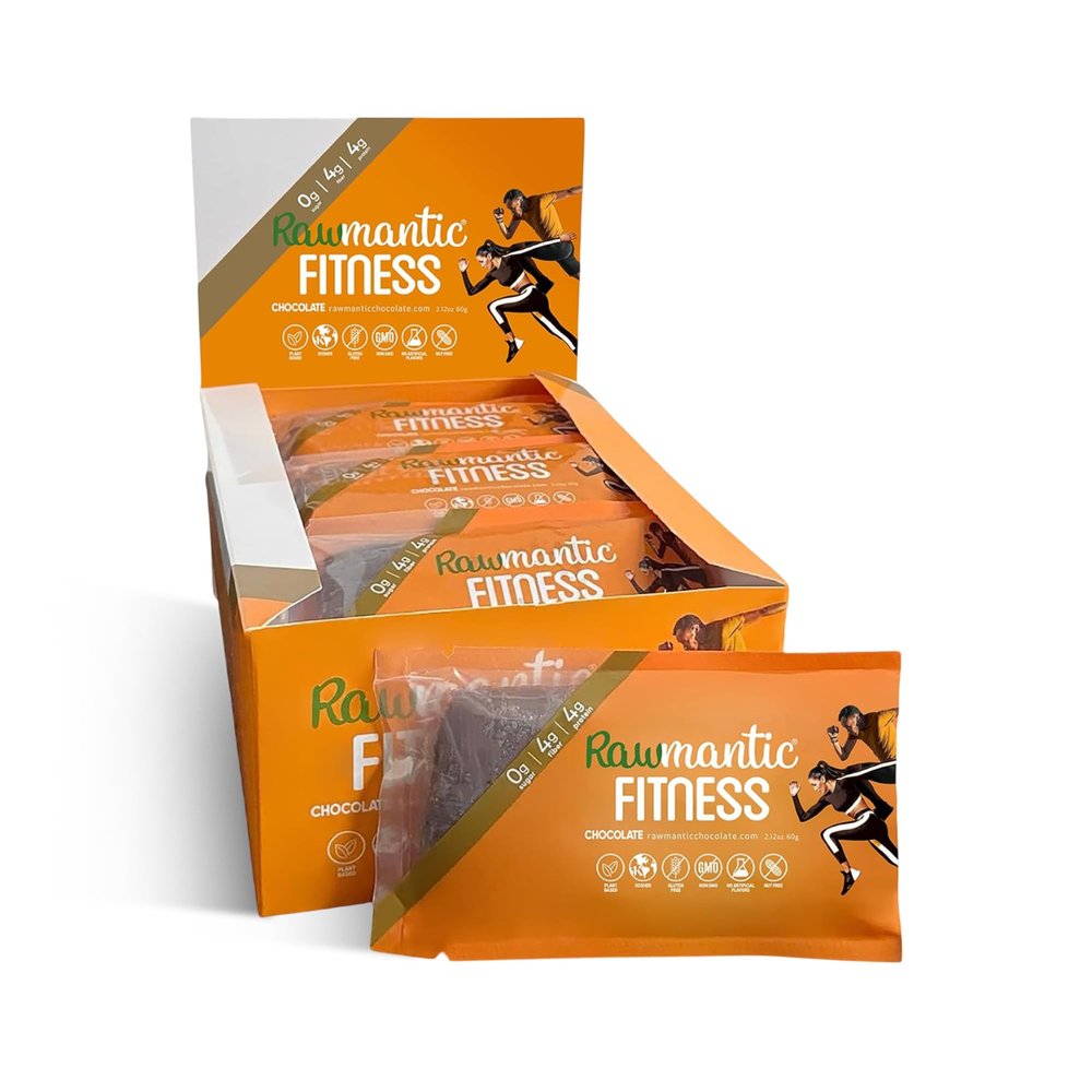 Rawmantic Vegan Plant Based Protein Bar (Pack of 12) Blend of Raw Chocolate, Seeds Grains & more, Sweetened with Tapioca Fiber, No Artificial Flavors, Dairy-Free, Gluten-Free & Guilt-Free Snacks