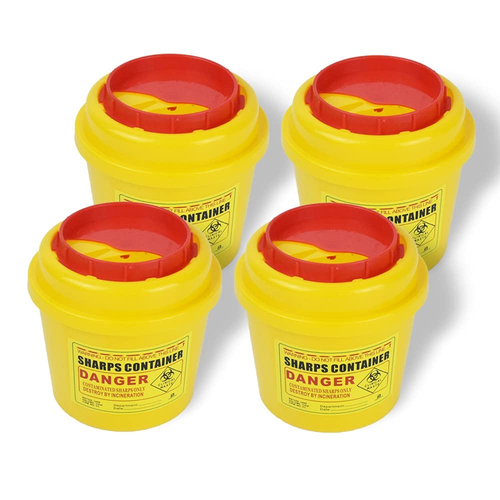 4-Pack Sharps Container1/2 Quart,Small Sharp Needle Disposal Containers,Biohazard Medical Containers Sharps Box for Home and Travel Use