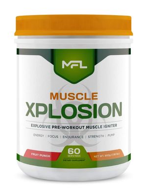 MFL Muscle Xplosion | Pre-Workout | 0 Sugar | Sweetened with Stevia | All-Natural | 60 Servings (Fruit Punch)