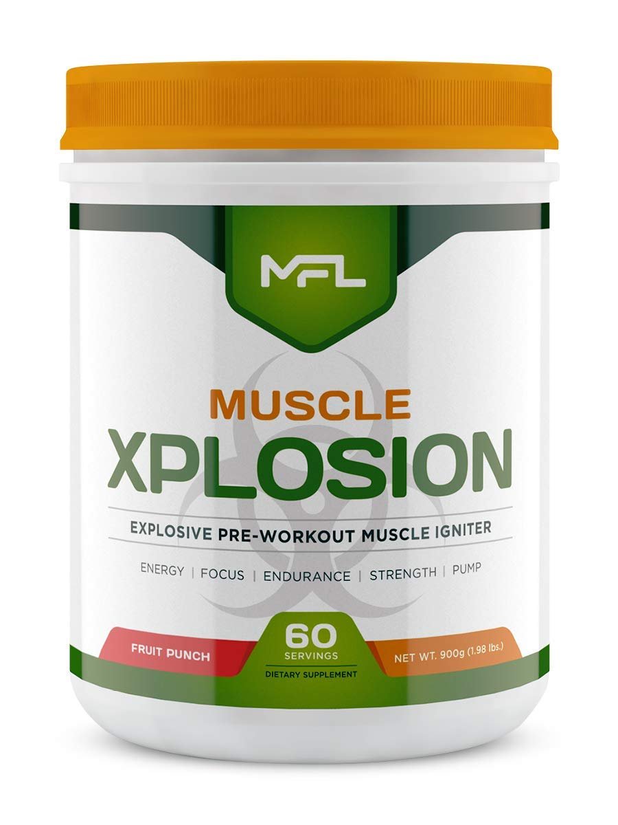 MFL Muscle Xplosion | Pre-Workout | 0 Sugar | Sweetened with Stevia | All-Natural | 60 Servings (Fruit Punch)