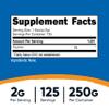 Nutricost Taurine Powder 250 Grams - 125 Servings, 2000mg Per Serving view 2