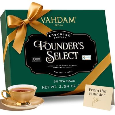 VAHDAM, Assorted Tea Gift Set (6 Varities, 36 Tea Bags) - Variety Pack - Black, Green, Chai and Herbal Tea Sampler | Valentines Day Gifts Set for Tea Lovers | Valentines Day Gifts for Him & Her
