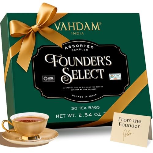 VAHDAM, Assorted Tea Gift Set (6 Varities, 36 Tea Bags) - Variety Pack - Black, Green, Chai and Herbal Tea Sampler | Valentines Day Gifts Set for Tea Lovers | Valentines Day Gifts for Him & Her