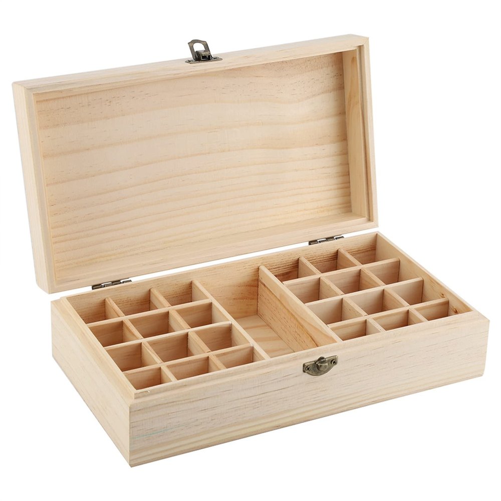 Cocoarm Essential Oil Organizer, 25 Slot Essential Oils Storage, Wooden Storage Box Organizer for Essential Oil Aromatherapy Container Essential Oils Case, 10.83" x 5.91" x 3.27"