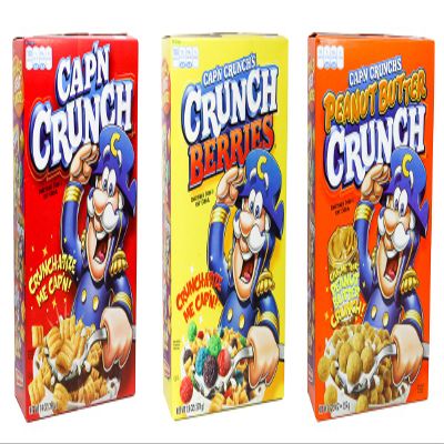 Captain Crunch Variety Flavor (3)-pack - Cap'n Crunch Regular Flavor (14 Oz), Cap'n Crunch's Crunch Berries (13 Oz), & Cap'n Crunch's Peanut Butter Crunch (12.5 Oz)