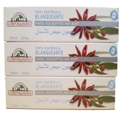 (3-Pack) Corpore Sano Whitening Toothpaste- BIO Natural Extract-ANISE, EUCALYPTUS & MINT-75 ml/2.5 fl oz