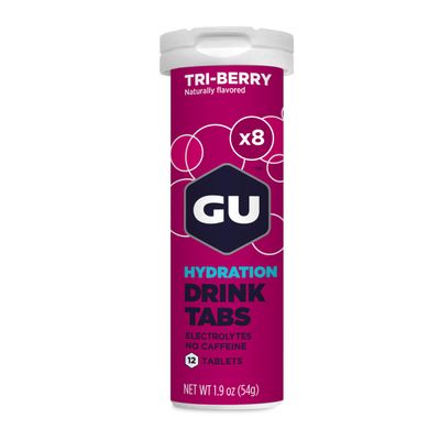 GU Energy Hydration Electrolyte Drink Tablets, 8-Count(96 Servings), Tri-Berry