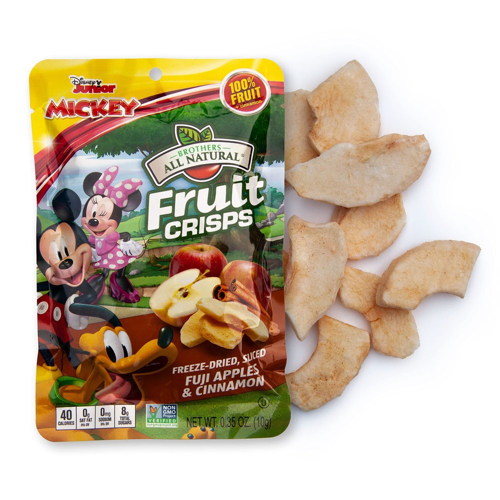 Brothers All Natural Disney Freeze Dried Fruit Crisps, Fuji Apple & Cinnamon, 0.35 Oz (Pack of 12), Made with 100% Fruit, Gluten Free, Soy Free, Vegan, Healthy Snack, Lunch Box Ready