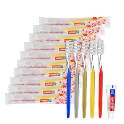 fafortune 100pcs Disposable Toothbrushes with Toothpaste (5 Colors)