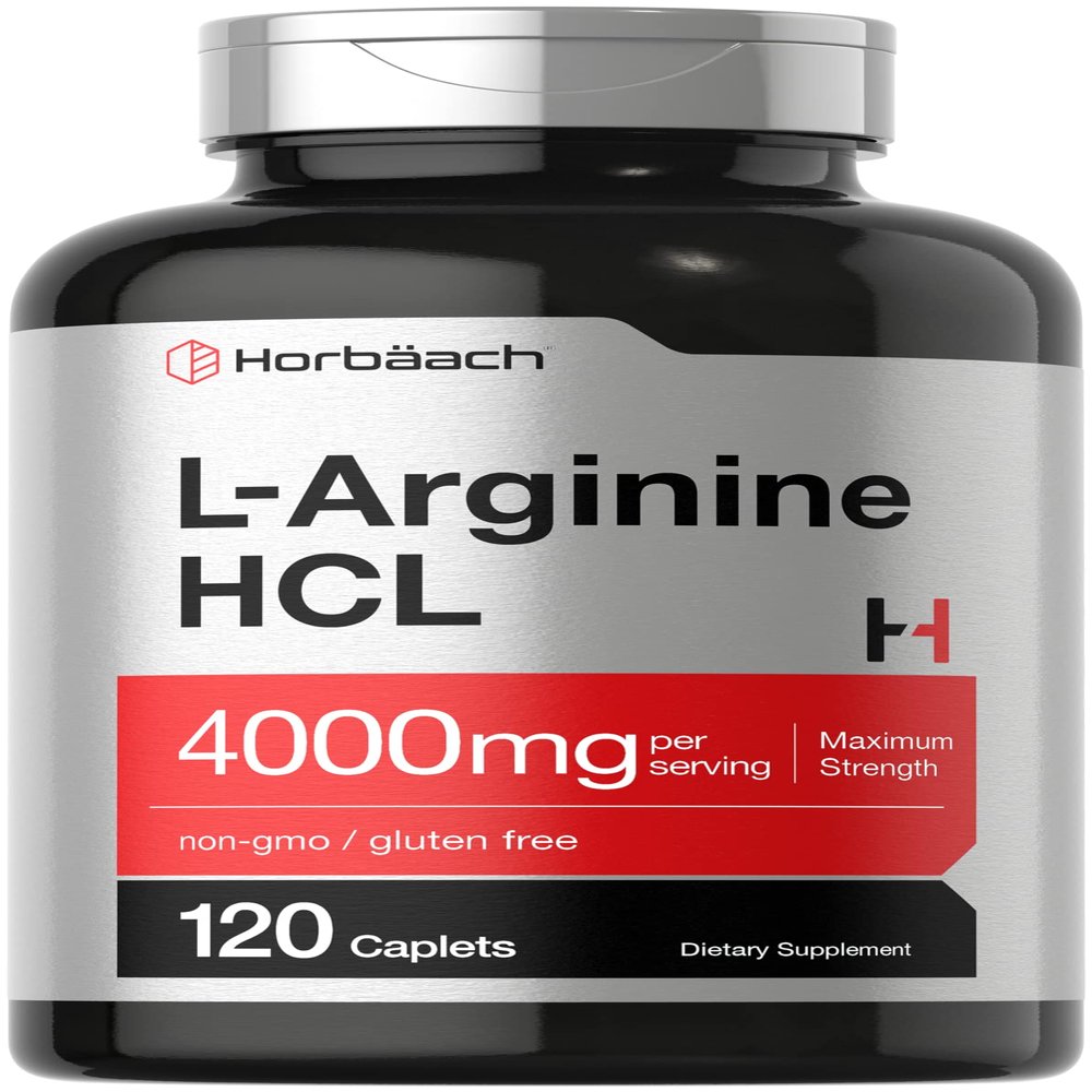 Horbach L-Arginine 4000mg| 120 Caplets | for Men and Women | Maximum Strength Nitric Oxide Precursor | Vegetarian, Non-GMO, Gluten Free Supplement