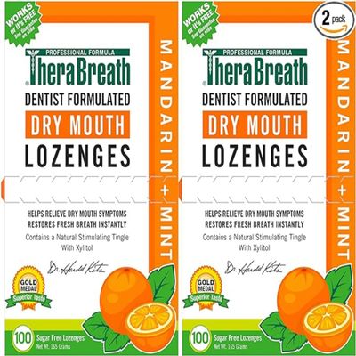 TheraBreath Dry Mouth Lozenges with Zinc, 100 Lozenges, Mandarin Mint, 100 Count (Pack of 2)