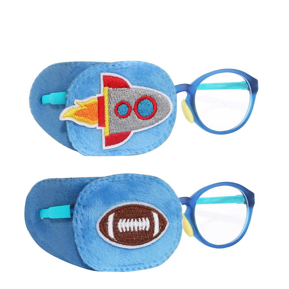 Astropic 2Pcs Eye Patches for Kids | Boys Eye Patch for Glasses | Medical Eye Patches for Children with Lazy Eye | Amblyopia Eye Patch for Toddlers to Cover Either Eye (Rocket & Football)
