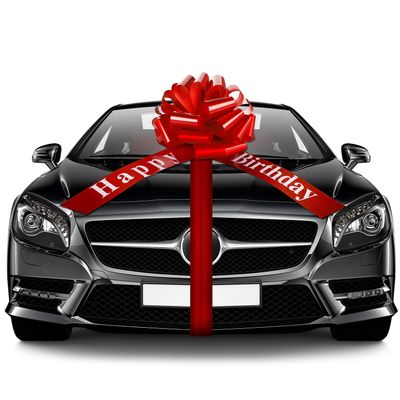 Big Happy Birthday Car Bow Large Decorative Gift Wrapping Giant Pull Ribbon Bow for Birthday Christmas Party Decoration(20 Inches,Red)