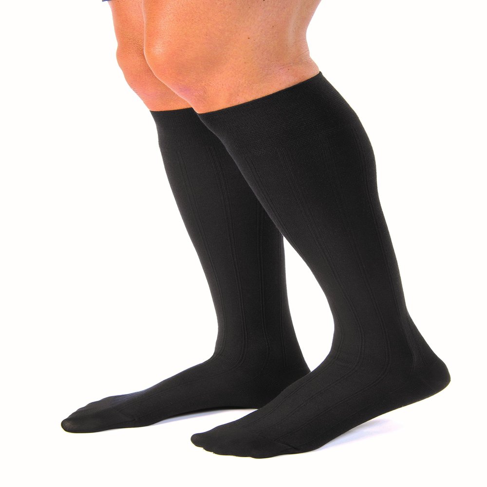 JOBST 113117 forMen Casual Compression Sock, 20-30mmHg, Knee High, Black, Medium