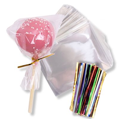 200 Pack Clear Cellophane Bags for Favors - Transparent Goodie Bags for Birthday Party, 3x4 Inch Clear Bags with 5-Inch Twist Ties - Candy, Treat, Cookie Bags for Gift Giving