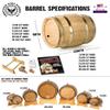 Personalized 1 Gallon Oak Barrel For Aging Whiskey (5 Liter) w/Wood Stand, Bung & Spigot - Age Cocktails, Bourbon, Whisky, Rum, Tequila, Mead Wine - Wooden 5L Mini Whiskey Barrels (B415) view 2