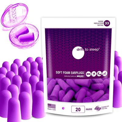 MOLDEX Soft Foam Earplugs Softies Ear Plugs for Sleeping, Snoring, Work, Travel, Shooting -33dB Highest NRR Made in USA (Purple, 20 Pairs)