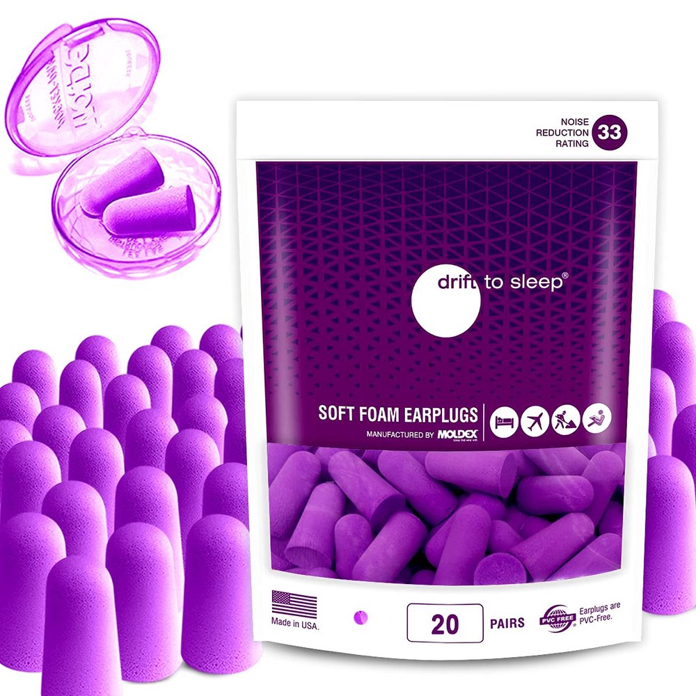 MOLDEX Soft Foam Earplugs Softies Ear Plugs for Sleeping, Snoring, Work, Travel, Shooting -33dB Highest NRR Made in USA (Purple, 20 Pairs)