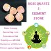 New Rose Quartz 5 Element Tumbled Stones Thick Genuine Earth Wiccan Pagan Pouch Gift Air Water Earth Fire Spirit Pentacle Star Spiritual Psychic Metaphysical Worship Altar India Asia Stone Gemstone view 2