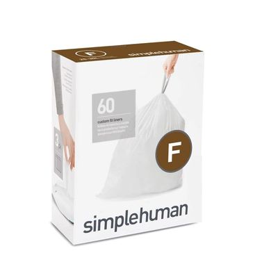 simplehuman Code F Custom Fit Drawstring Trash Bags in Dispenser Packs, 30 Liter / 8 Gallon, White 240 Liners