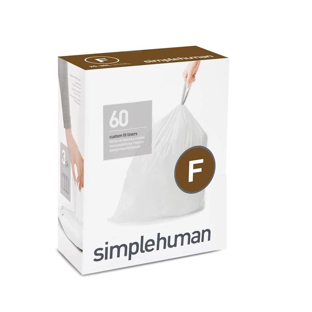 simplehuman Code F Custom Fit Drawstring Trash Bags in Dispenser Packs, 30 Liter / 8 Gallon, White  240 Liners