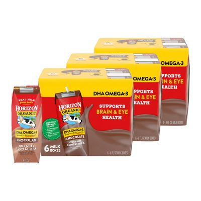 Horizon Organic Shelf-Stable 1% Lowfat Milk Boxes, Chocolate, 8 Fl Oz, 6 Pack (Pack of 3)