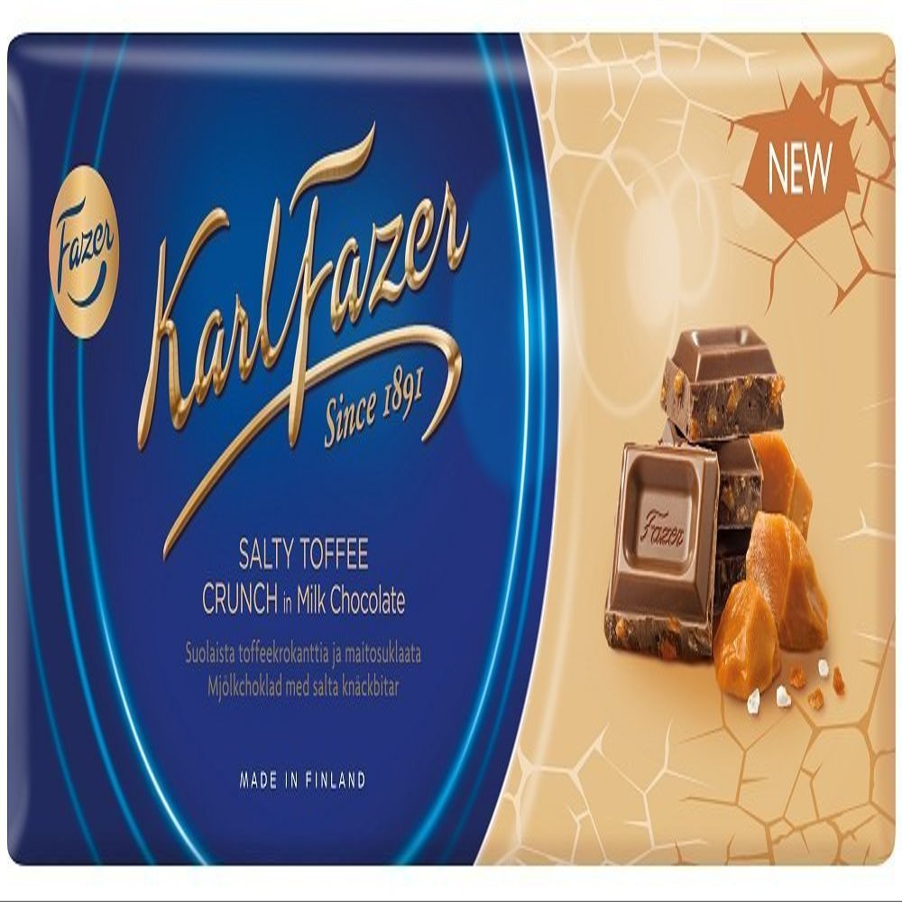 10 Bars x 200g of Karl Fazer Salty Toffee Crunch - Original - Finnish - Milk Chocolate