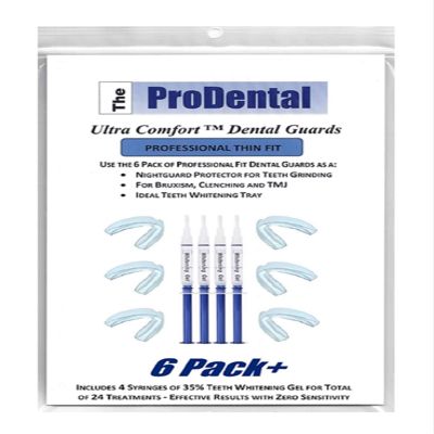 ProDental Thin and Trim Mouth Guard for Grinding Teeth  6 Pack, USA Made, Bonus: Teeth Whitening System Included, Night Guard Stops Bruxism - Teeth Clenching, Customizable Dental Tray - No BPA