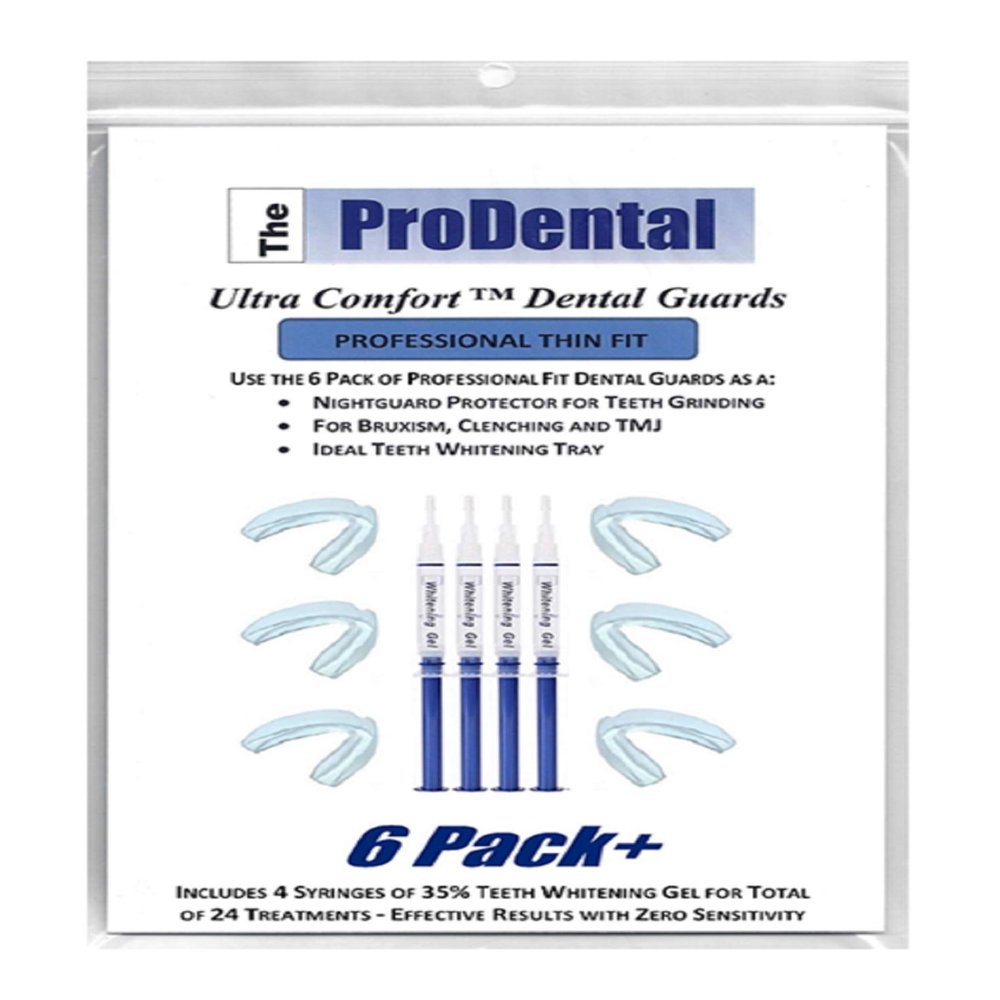 ProDental Thin and Trim Mouth Guard for Grinding Teeth 6 Pack, USA Made, Bonus: Teeth Whitening System Included, Night Guard Stops Bruxism - Teeth Clenching, Customizable Dental Tray - No BPA