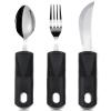 Vive Adaptive Utensil Set - Arthritis Aid Silverware for Parkinsons, Hand Tremors - Easy Grip for Shaking and Trembling Hands - Heavy Stainless Steel Spoon (Regular) view 1