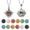 HEDQFM 2PCS Aromatherapy Essential Oil Diffuser Necklace Love Heart and Hollow Ball Locket Pendant Necklace with Lava Bead Stone for Women view 1